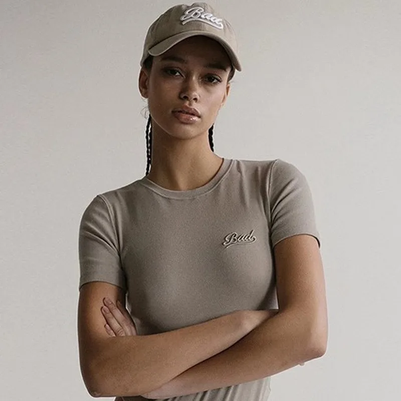 

Top Quality badblood Short T-shirt Women Short Sleeve Spice Girls Niche Simple Embroidery Top Round Neck Sexy