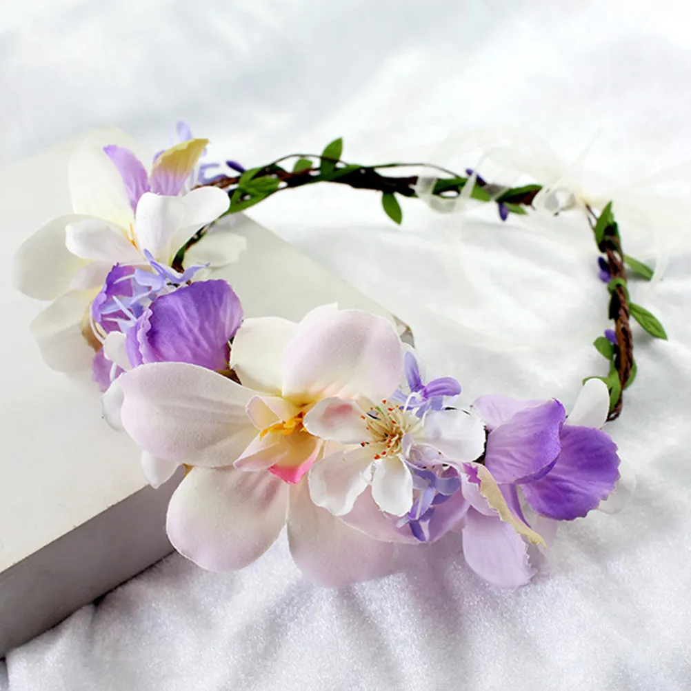 Bohemia Style Wedding Hairband Adjustable Floral Crown Headband Bridal Flower Headdress Party Photo Prop Accessory