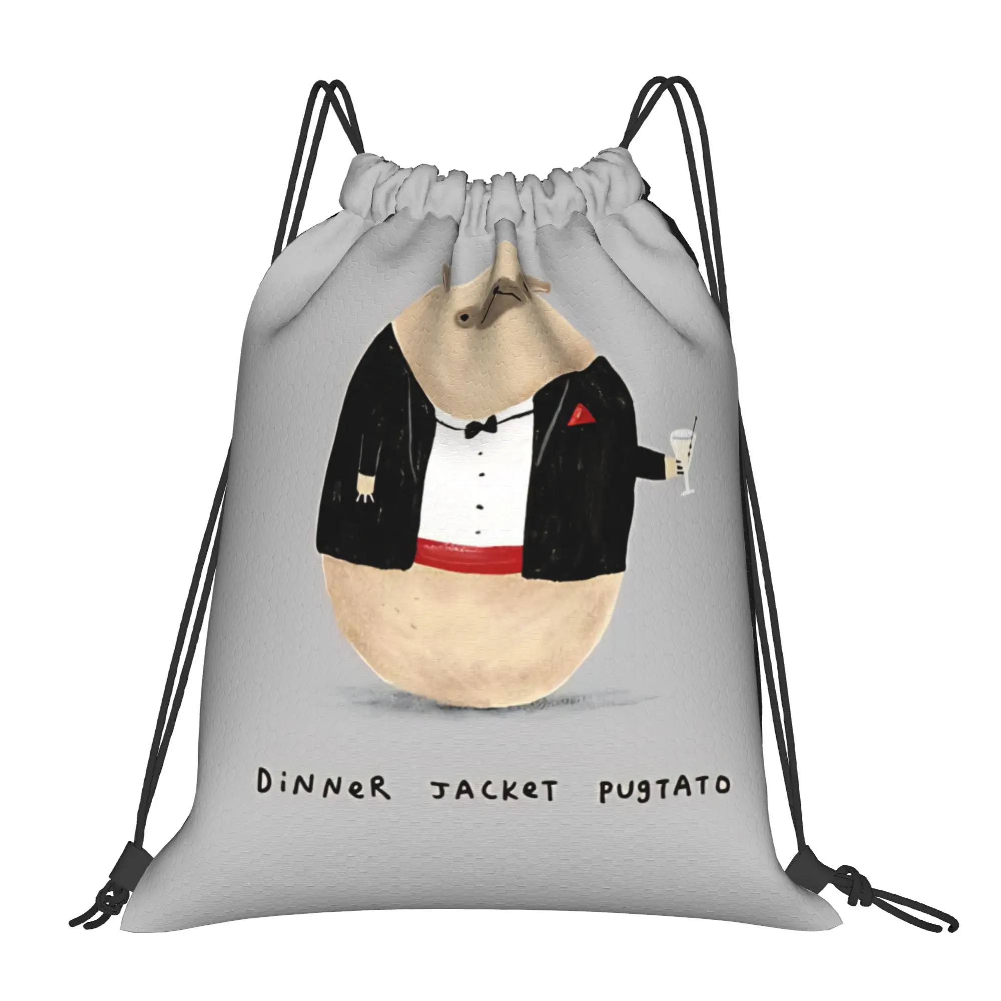 Pugtato Dinner Jacket Pugtato Portable Hiking Riding Gym Drawstring Storage Sporty Backpacks