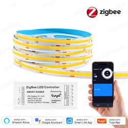 Tuya ZigBee COB Led Strip 12V 5m 10m 15m 20m LED Light Tape Backlight DIY Home Decoration Work With Alexa Amazon Google Home