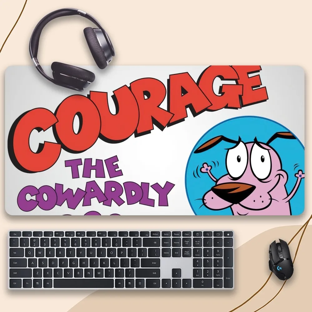 Courage the C-Cowardly Dog Mouse Pad For Gamer Professional Non-Slip Mouse Mat Game Locking Edge Computer Keyboard Mat