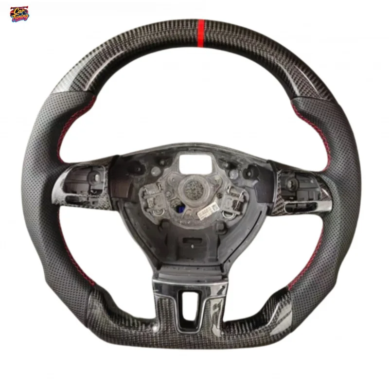 for Volkswagen Golf POLO Passat CC Jetta Flat Bottomed RACING Leather Carbon Fiber Steering Wheel Customized Modification