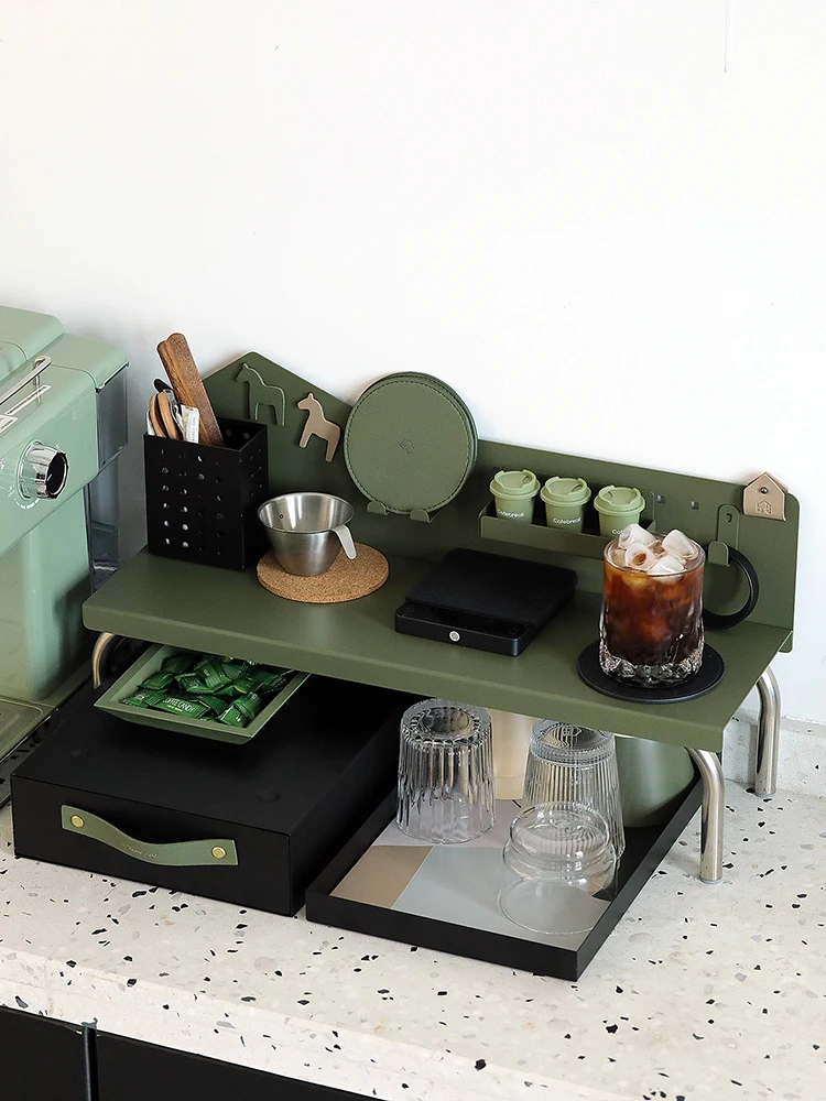 

Журнальный столик из кованого железа с боковой полкой для хранения, креативный органайзер для канцелярских принадлежностей, подставка-увеличитель для организации пространства в гостиной