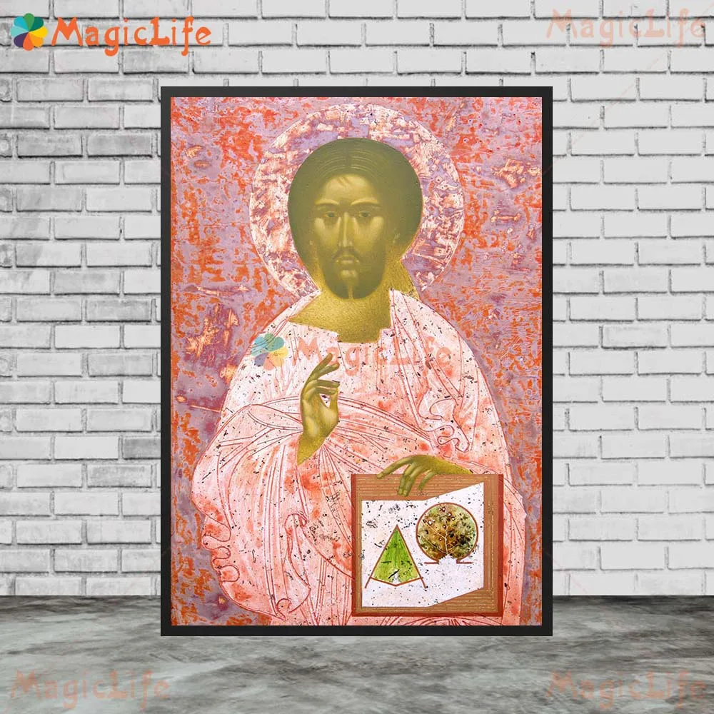 المسيح في المجد مريم العذراء مع ملصق دين الطفل ، صور جدارية للكنيسة ، لوحة قماشية ، بدون إطار