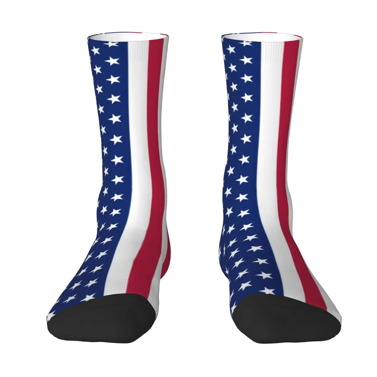 Red White Blue Stars Socks Patriotic USA Flag Vintage Stockings Autumn Non Skid Female Socks Soft Design Outdoor Socks