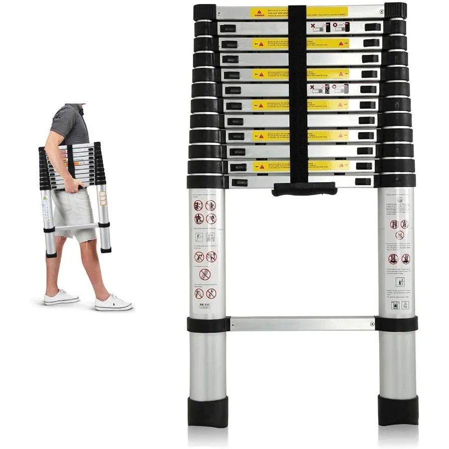 

Aluminum Telescoping Ladder 12.5FT Step Ladder Extension Ladder with 330lbs Max Load Capacity Ideal for Home Office RV Roof Acc