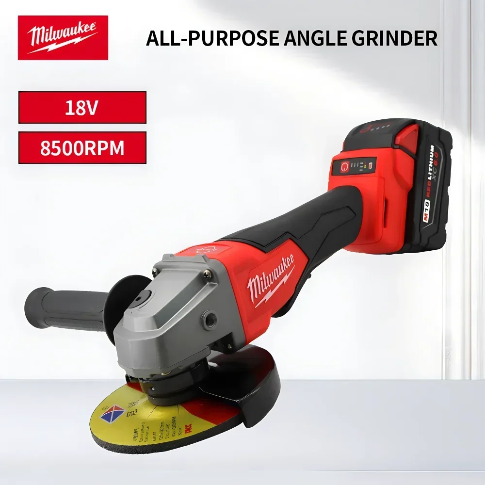 Milwaukee M18 Battery Brushless Angle Grinder 3-Gears 100/125mm Electric Polishing Variable Speed Cutting Machine Power Tools