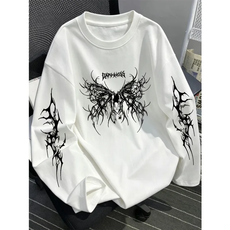 Men's Long Sleeved T-shirt Y2K Dark Retro Punk Autumn and Winter New Item Unisex T-shirt