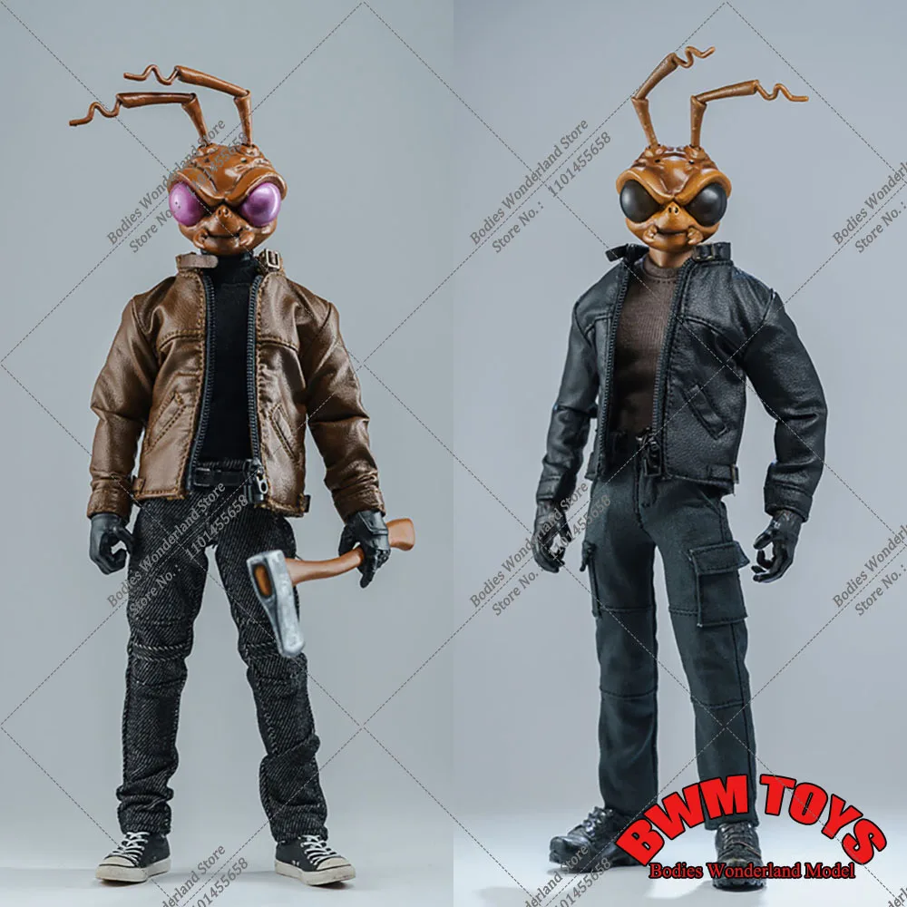 Zwart/Bruin 1/12 Schaal Frs Mannen Kleding Accessoire Staande Kraag Leren Jas Voor 6 Inch Nw Ant Notaman Action Figure Body