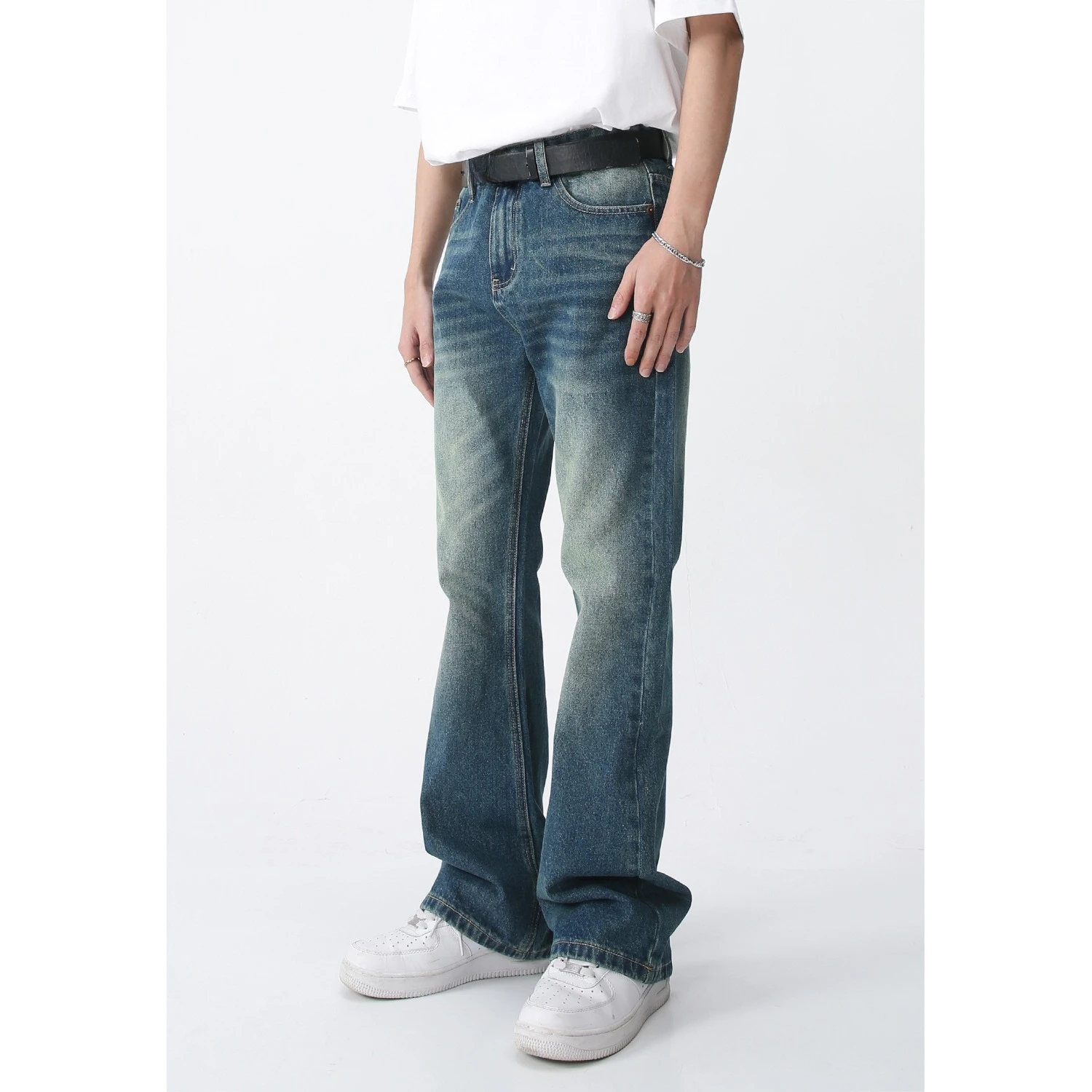 

2026 High quality Solid Color Korean Style Men's Casual Men's Jeans Solid Color Classic Man Straight Denim Wide-leg Pants
