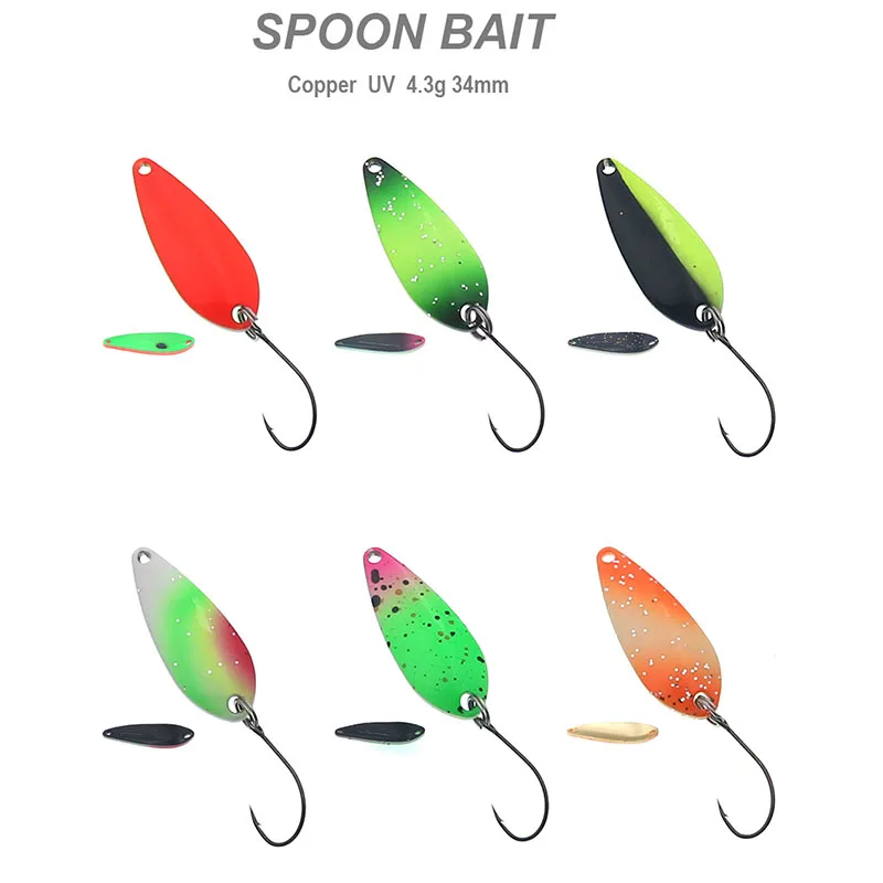 Cuchara de pesca UV colorida para trucha 34mm 4,3 g cobre señuelo - imagen 4