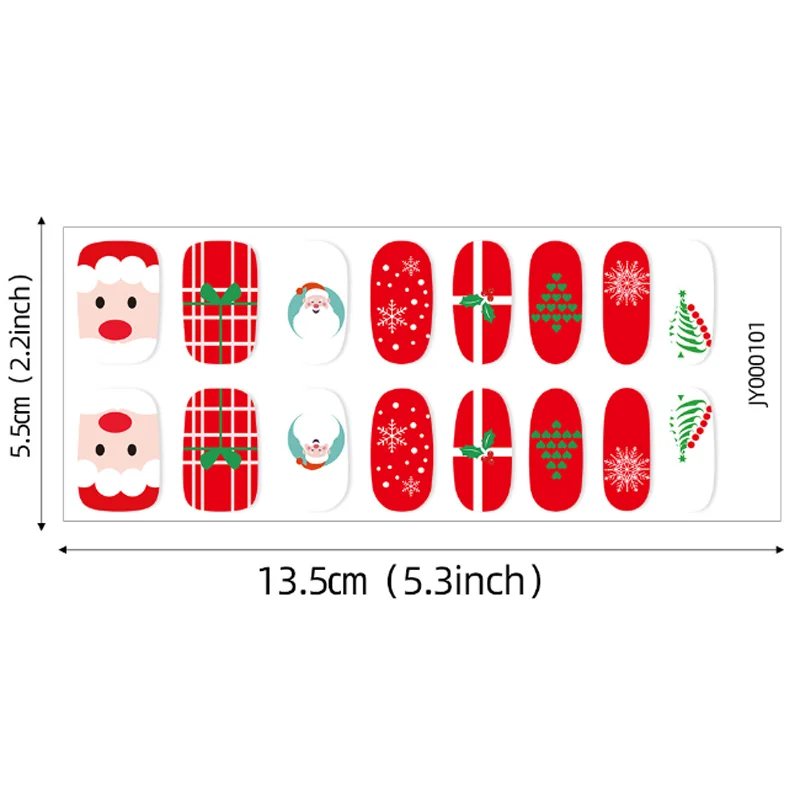 16 puntas de pegatinas navideñas para decoración de uñas, adhesivo de copo de nieve de Papá Noel, decoraciones para manicura, accesorios para uñas