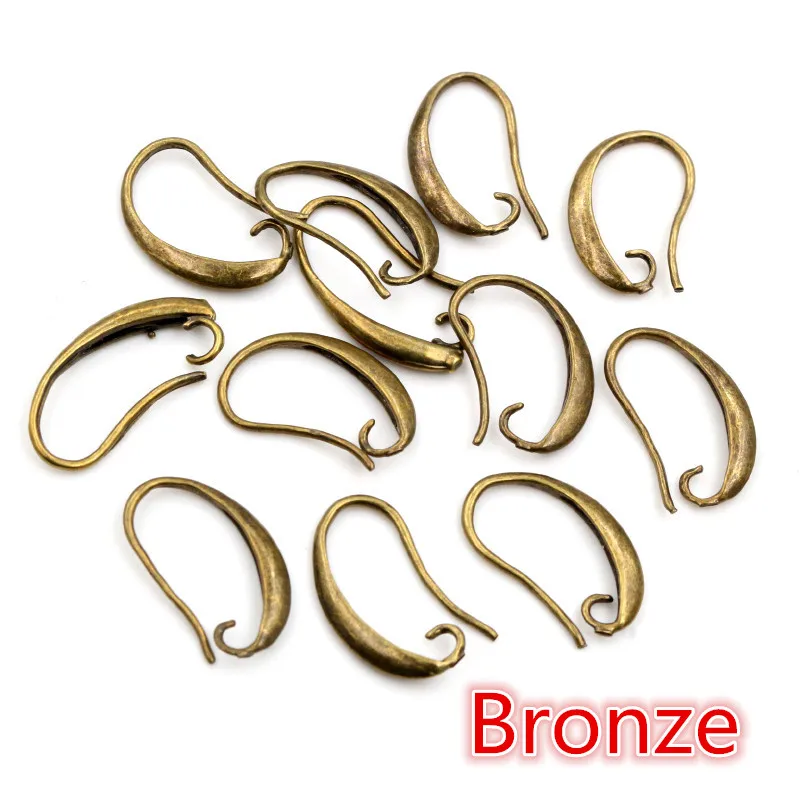 20pcs 19x10mm/17x9.5mm Brass French Earring Hooks Wire Settings DIY Small Earrings Hooks Jewelry Making Accessories Fingings