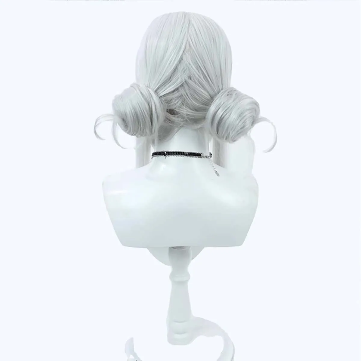 Mulheres jogo blanc coelho branco coelho meninas cosplay prata cinza peruca de cabelo sintético buns