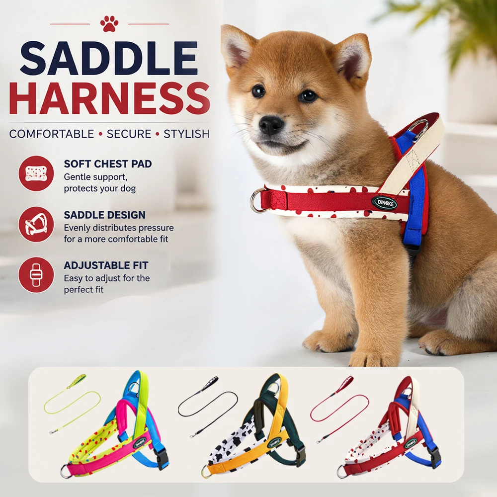 Pet Saddle Harness Vibrant Color Design, Dog Walking Vest with Chest Pad, Breathable Outdoor Adventure Wear, Adjustable Fashion
