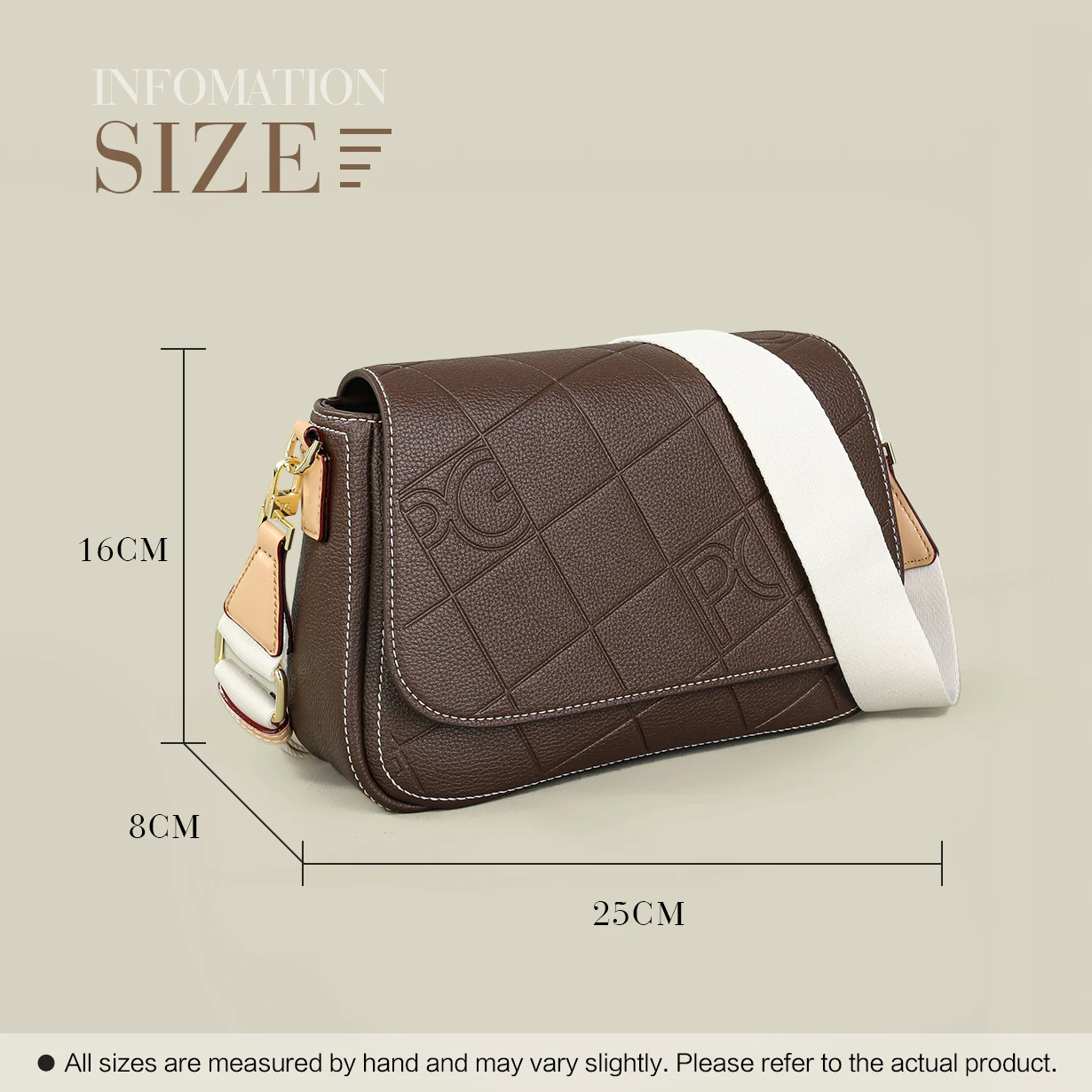 PG Classic Retro Women's New Shoulder Bag Leather Material Multi Functional Old School Design Classic Crossbody Bag