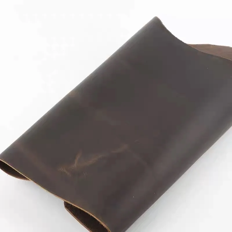 Crazy Horse Leather 2mm Coffee Color Head Layer Cowhide Leather Oil Wax Handmade DIY Leather Retro Leather Bag Hand Booklet