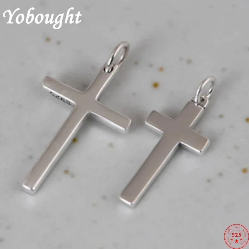 

S925 Sterling Silver Pendants For Men And Women Christ Prayer Jesus Simple Soft Cross Punk Jewelry New Fashion