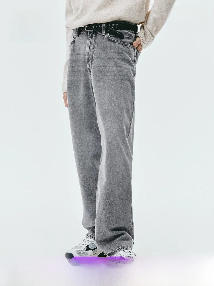 

Мужские повседневные джинсы H&M свободного кроя, модные длинные брюки для города, средняя посадка, хлопок, молодежные, на молнии, весна-осень