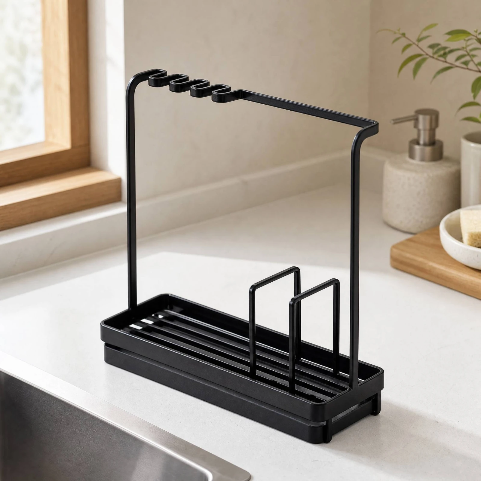 Stainless Steel Sponge Draining Rack Rust-Resistant Countertop Sponge Storage Rack Countertop Sink Organizer Long-Lasting
