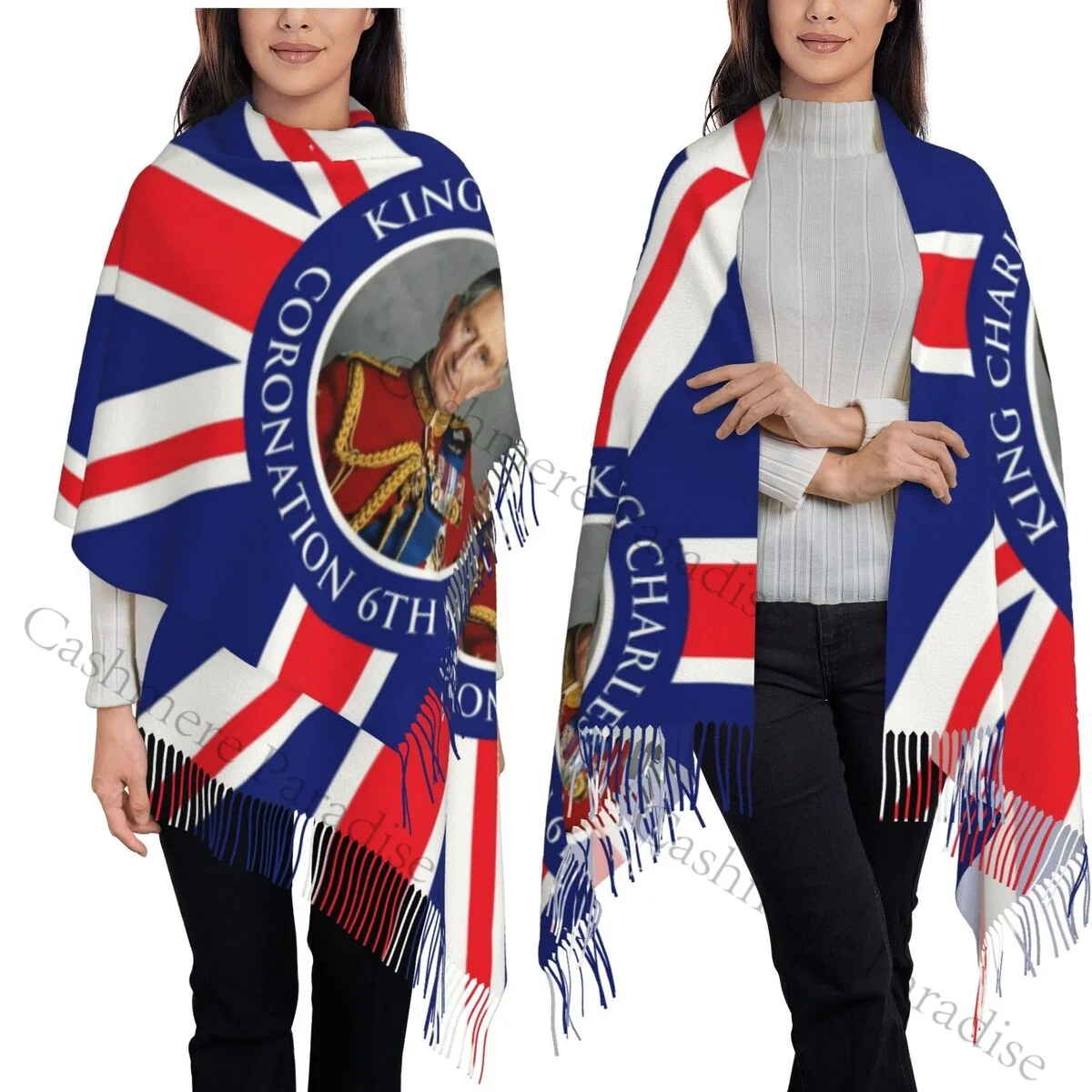 

King Charles III садовый флаг женский мягкий шарф теплый мягкий шарф зимняя шаль на Хэллоуин