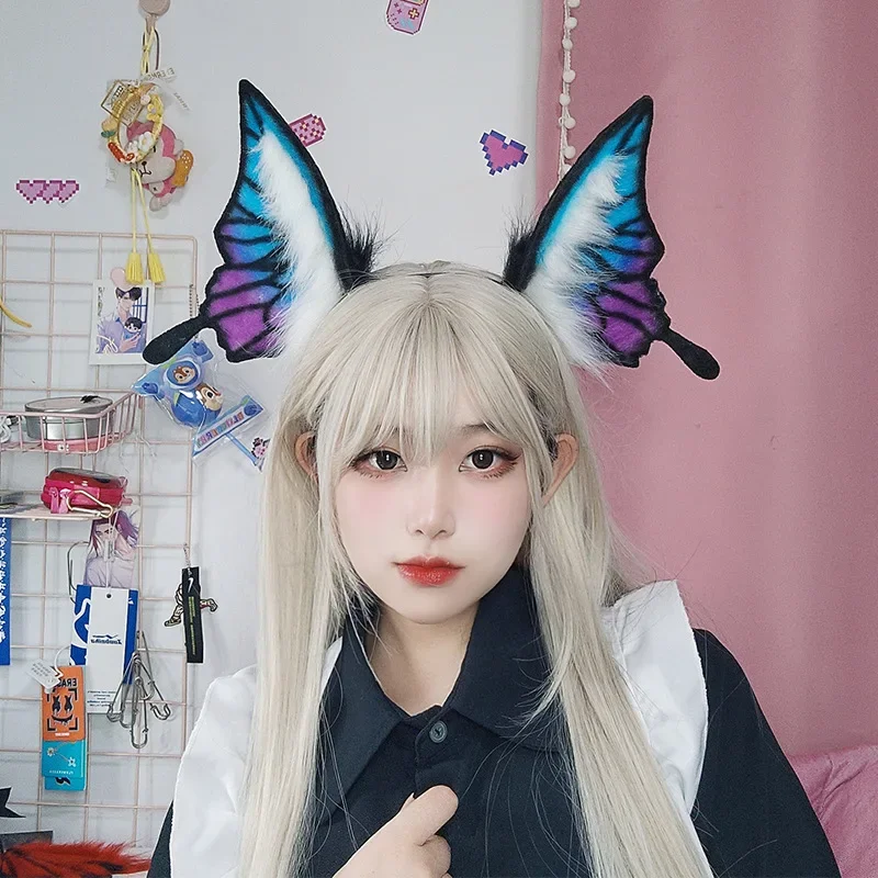 

fluffy, Lolita,Cosplay butterfly wing simulation, hair loops, plush ears, hair accessories, furry, party, anime