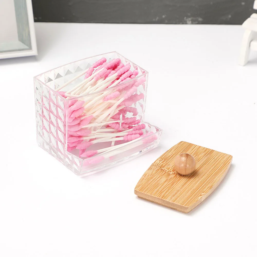 Cotton Swab Box Powder Puff Storage Box Cotton Round Pad Holder Home Bathroom Jar Portable Durable Dustproof Makeup Organizer