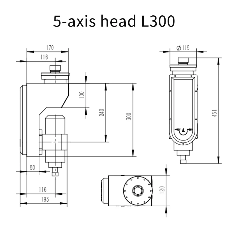 For CNC 5-axis Linkage Engraving Machine Angle Universal Milling Double Swing 5-Axis Spindle Head For Machining Centers