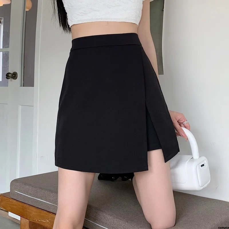 High Waist Asymmetrical  Skirt Women's Full Body Covering Anti-Light A-Line Shorts plus Size Princess Style Casual Wear