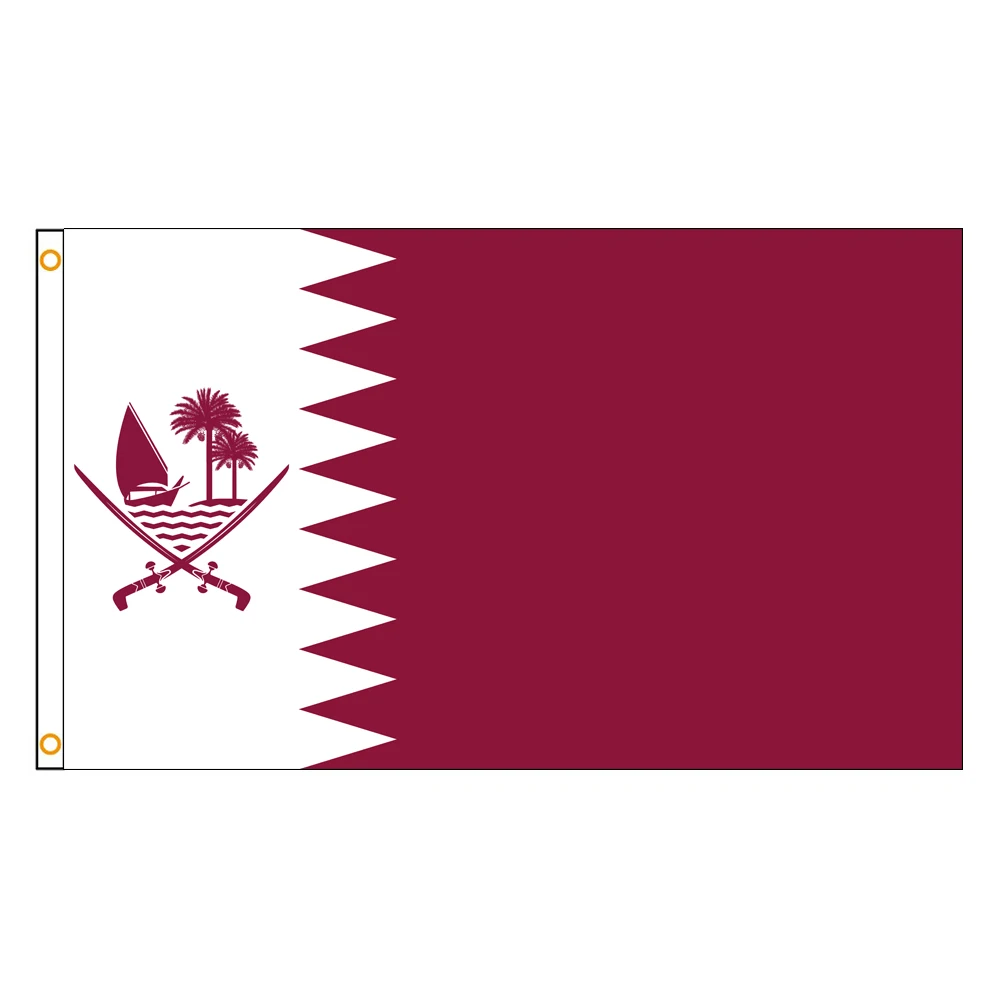 3×5Ft Qatar Emblem Flag Polyester Printed Banner Tapestry For Decor
