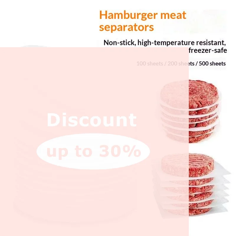 [100PCS Disposable Hamburger Patty Separation Pads Round Hamburger Food Pads Paper Non-stick Oil Paper Baking Paper]