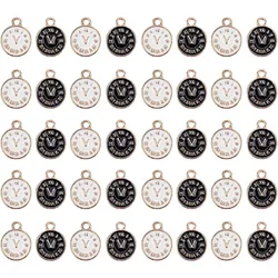 40pcs Alloy Enamel Clock Charms Enamel Pendant Charm Christmas New Year Alloy Clock Charms for Jewelry Making Charm Bracelet