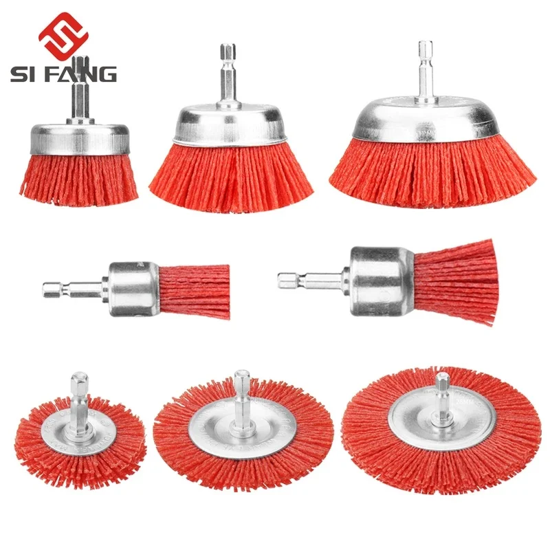 Nylon Cup Brush Abrasive Wire Wheel Brush for Drill Rotary Tool Wood Polishing Deburring Cleaning Cleaning Furniture 1/4