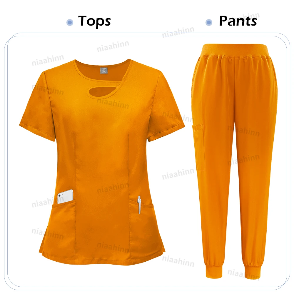 Niaahinn Mode Krankenhaus Uniformen Krankenschwester Schönheit Dental Salon Arbeitskleidung Uniform Medizinische Peelings Sets für Frauen Atmungsaktive Peeling – Detail 8