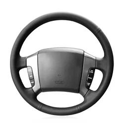 Black Artificial Leather Hand-stitched No-slip Steering Wheel Cover for Kia Sorento 2002 2003 2004 2005 2006 2007 2008 2009 2010