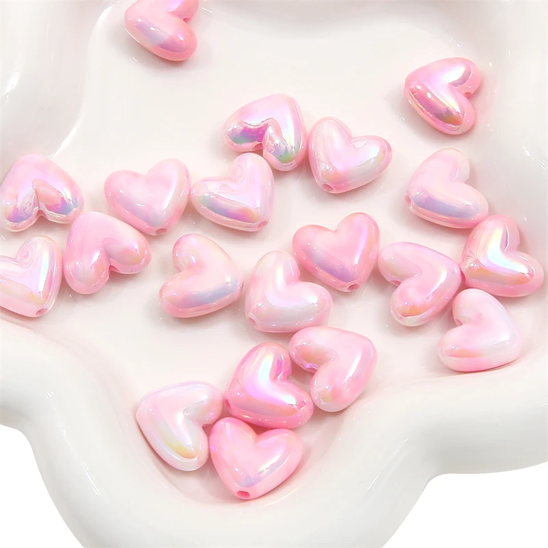 5pcs 17x15mm Colorful Acrylic Heart Beads Charms Loose Bead for Women Earring Bracelet Necklace DIY Jewelry Making Craft view 6