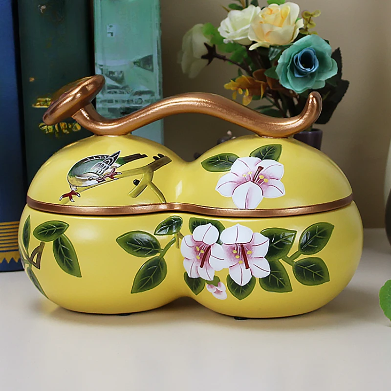 Hand Painted Ruyi Double-in-One Candy Box Dried Fruit Box Storage Tank Creative Living Room Ceramic Pot Candy Box Storage Box