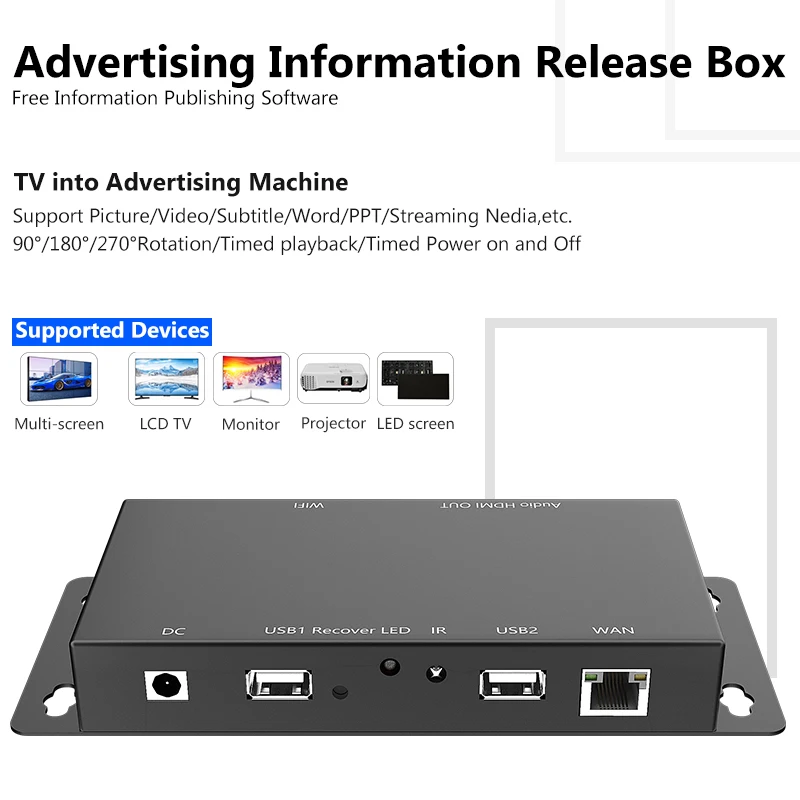 Ad Play Box HD 1080P Android Smart Multimedia Player Box Tv Box With Free Remote Control Software