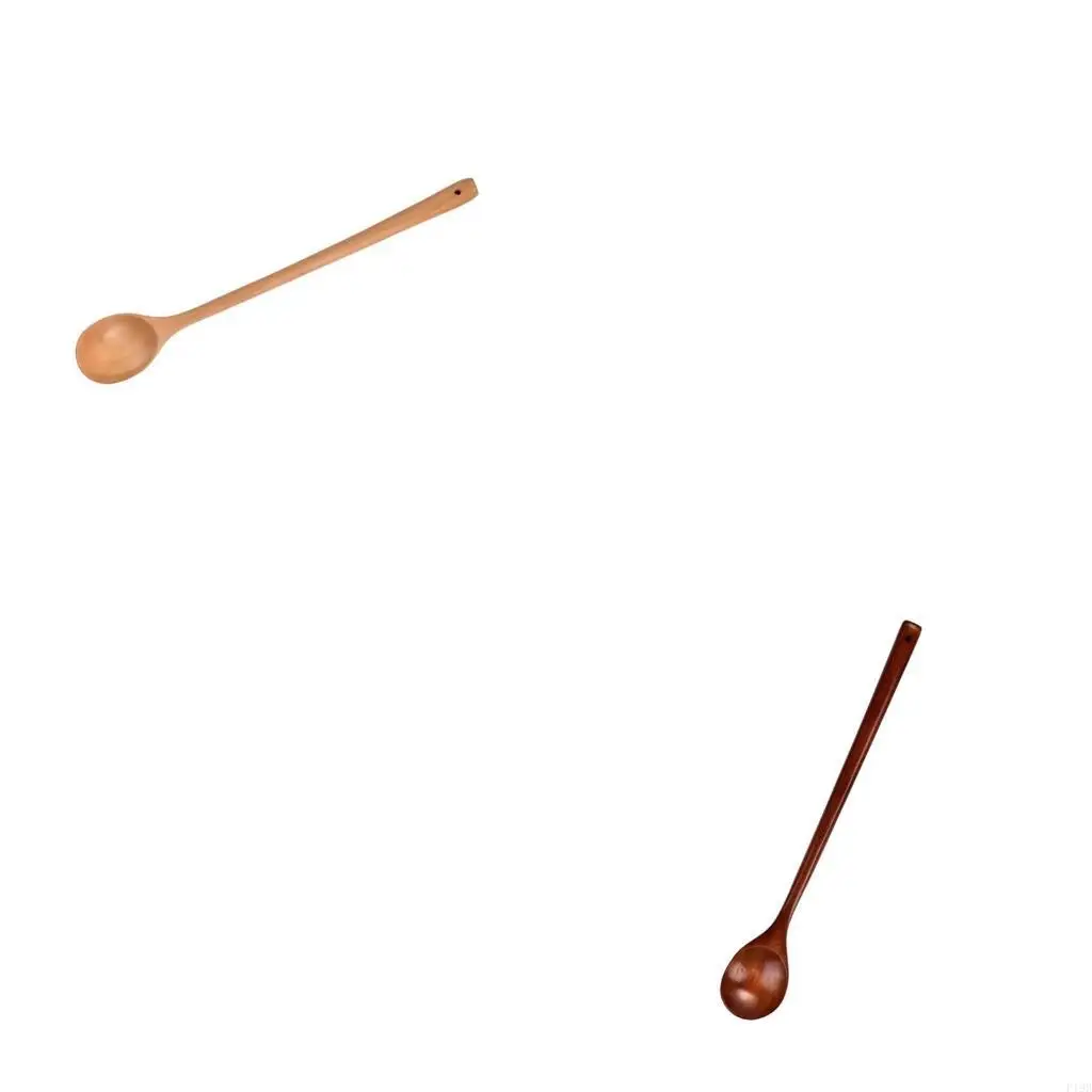 F19B Korean Natural Cooking Spoon Long Handle For Hot Liquids Stirring Serving And Tasting Kitchens Essential