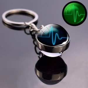 Heller Schädel Schlüsselbund Anatomie Schlüsselbund EKG Herzhirn Luminosa Edelstahlglaskugel 8 Hauptverkäufe Heart Keychain Anatomical - №5