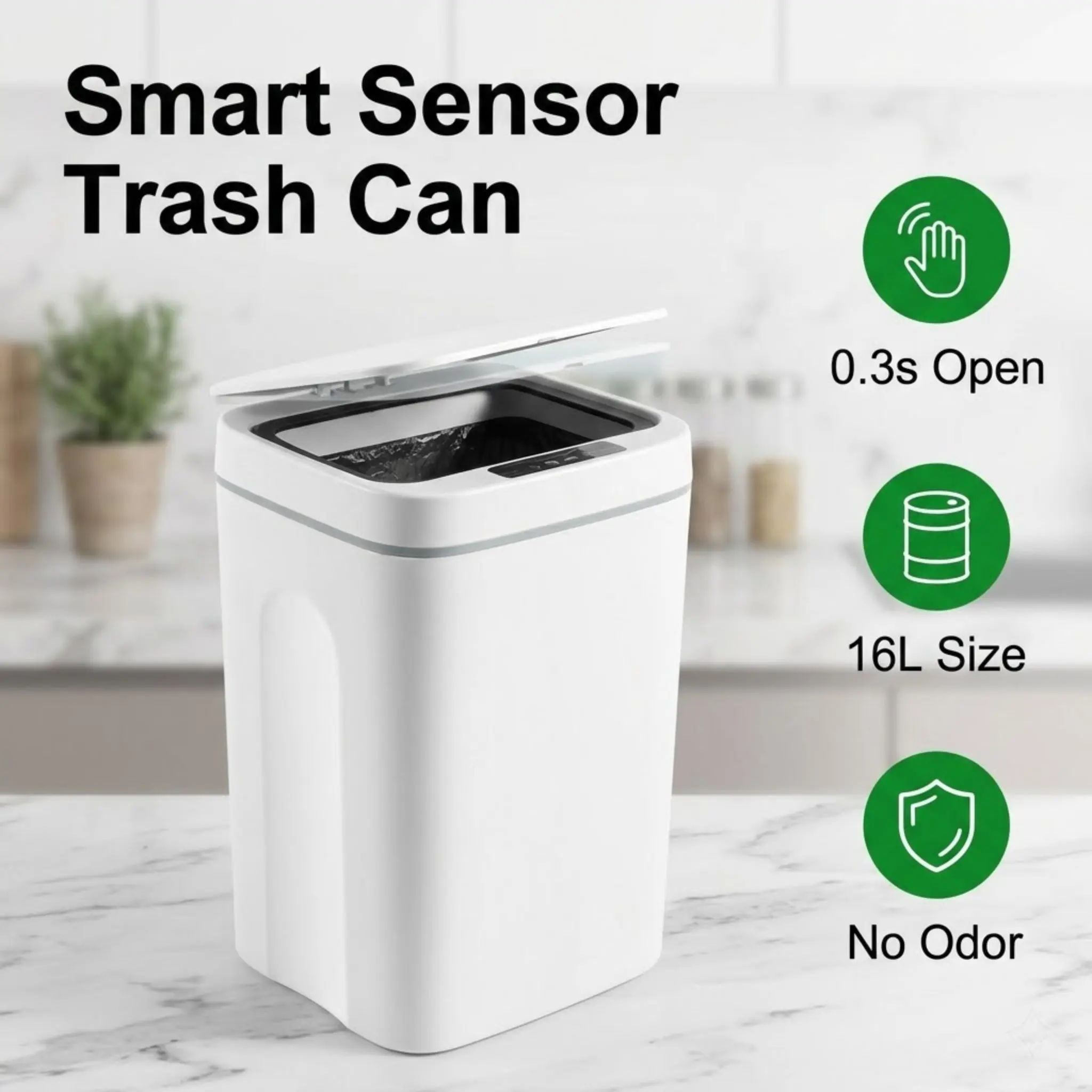 

Infrared Sensing Trash Can For Kitchen Living Room Bathroom Automatic Touchless Waste Bin With 16 L Capacity And Mute Closing