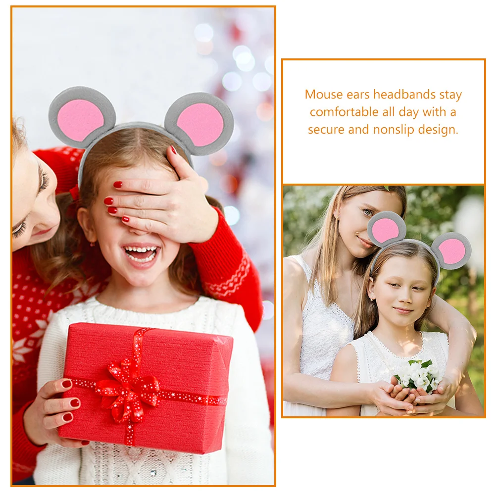 4 個ハロウィン動物耳カチューシャ女性ヘアバンドグレーマウス耳生地ヘッドバンドコスチュームアクセサリー