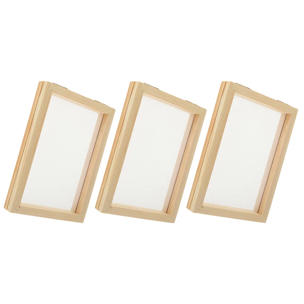 3 Pcs Paper Frame DIY Crafting Educational Mesh Frames Wooden Making Screen Mould