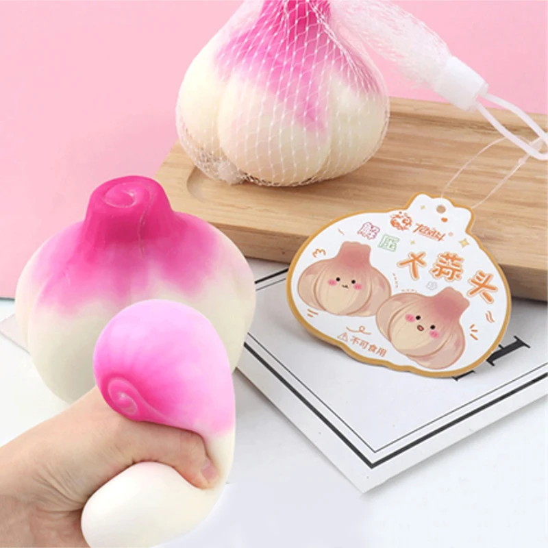 Creative Simulation Garlic Pinching Tricky Toy Cute Squeeze Slow Rebound Soft Decompression Toy Kid Stress Release Vent Toy Gift