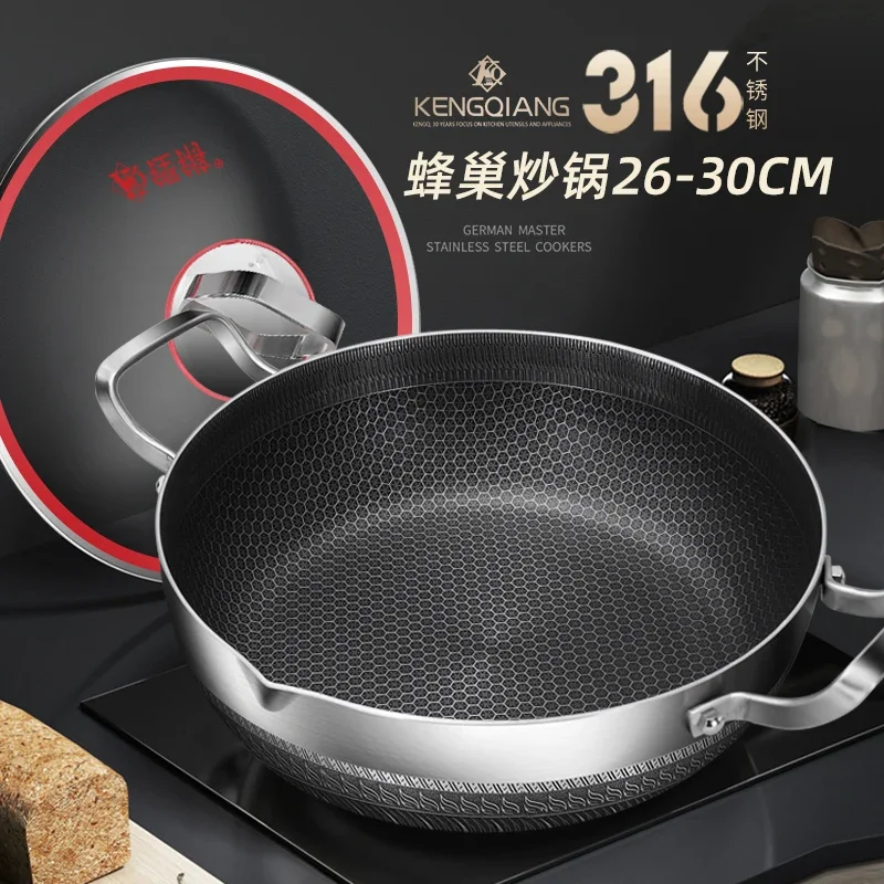 

316 stainless steel frying pan kitchen cookware Two ears pans steamer pots and pans set cooking pot non stick pots for cooking