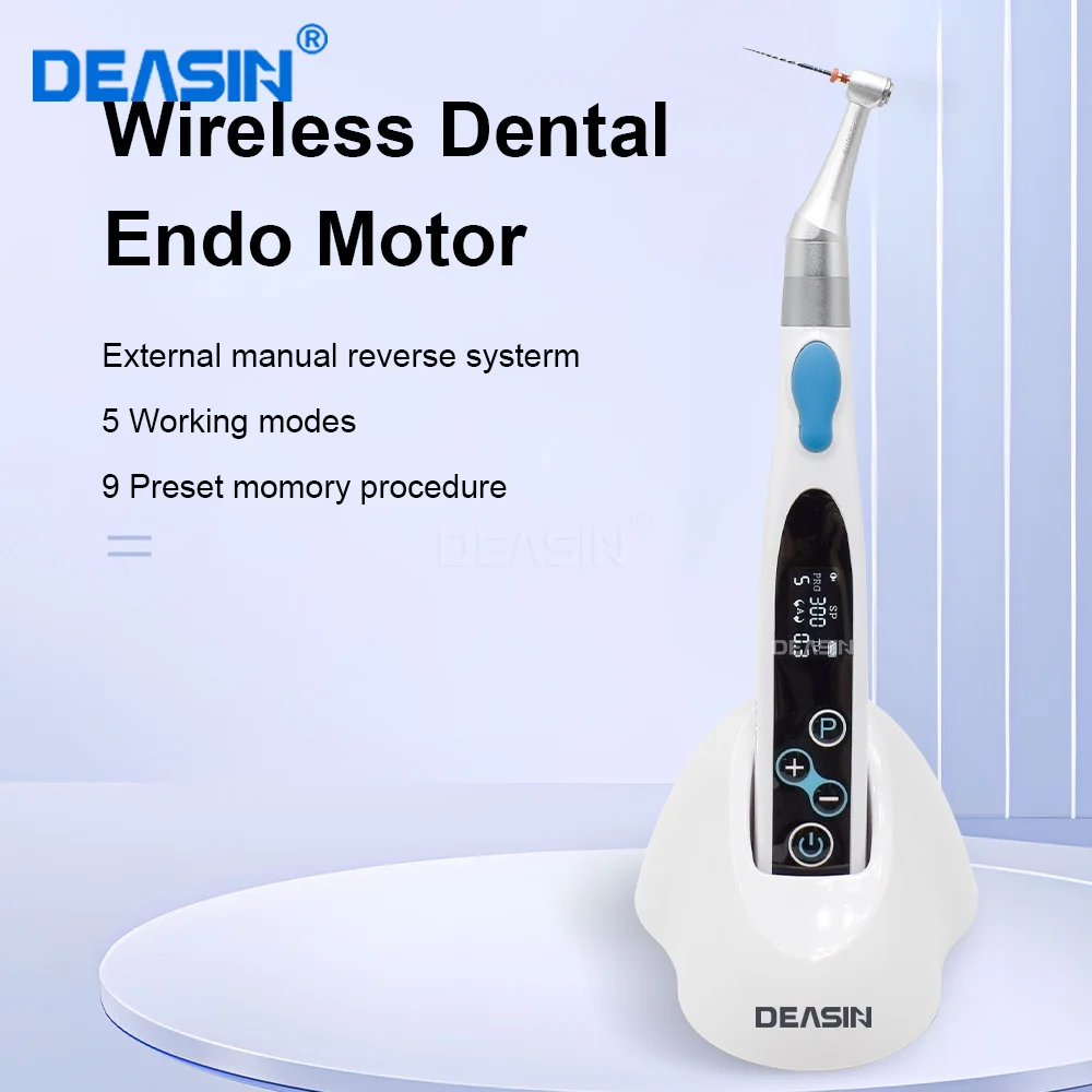 

DEASIN 9 Programs Dental Wireless Endo Motor 16:1 Contra Angle Endodontic Instrument Root Canal Rotary Motor Root Canal Instrume