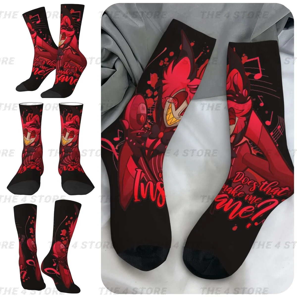 Alastor The Radio Demon High elasticity polyester fiber cosy Unisex Outdoor Happy 3D color printing Socks