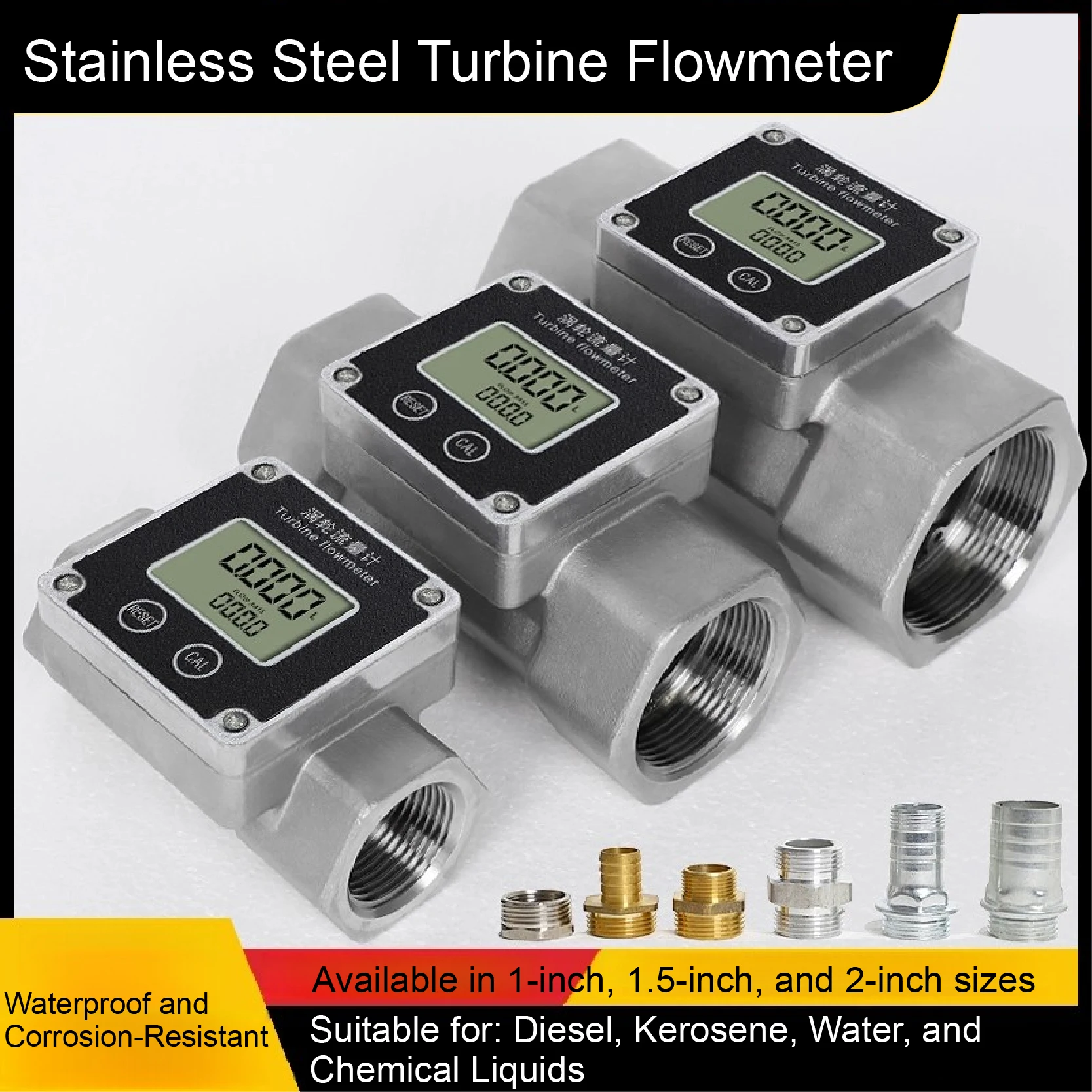 

High Accuracy Water Flow Meter Turbine Flow Meter Stainless Steel Electronic Turbine Flowmeter Digital Liquid Flow Meter