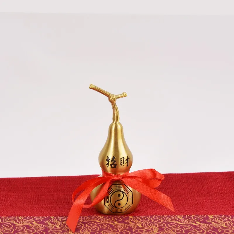 Brass Gourd with Brass Spout, Openwork Brass Gourd, Home Entrance Decorative Brass Gourd, Eight Trigrams Brass Gourd, Brass Orna