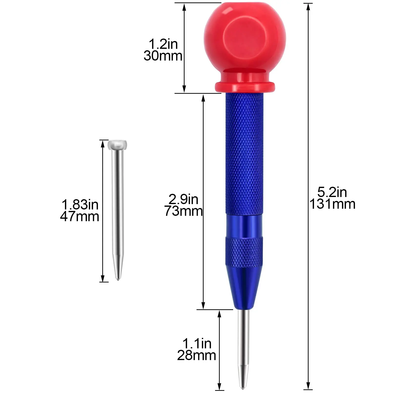 1pcs Automatic Center Punch Center Hole Punch Machinists Carpenters Tool Wood Press Dent Marker Woodwork Tool Drill Bit 130mm